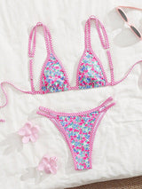 VB Super Cute Pink Floral Double-String Bikini