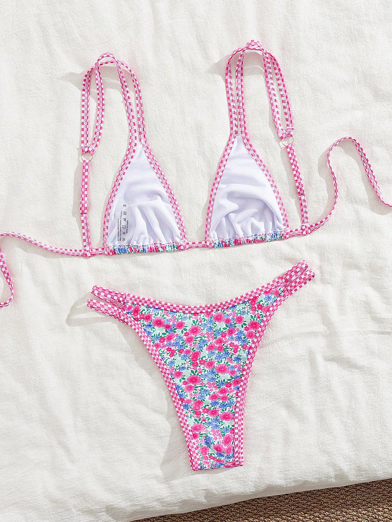 VB Super Cute Pink Floral Double-String Bikini