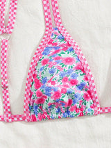 VB Super Cute Pink Floral Double-String Bikini