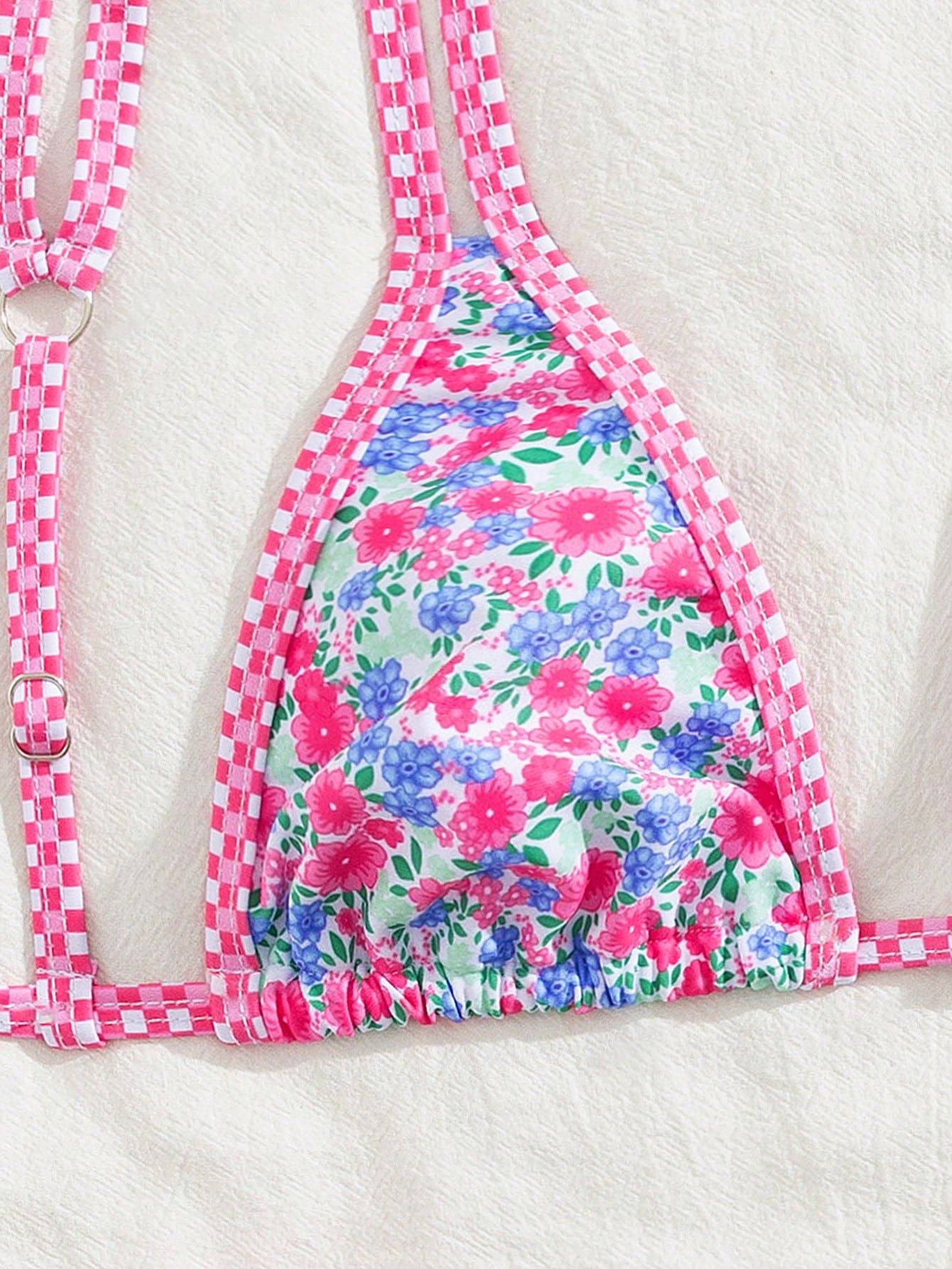 VB Super Cute Pink Floral Double-String Bikini