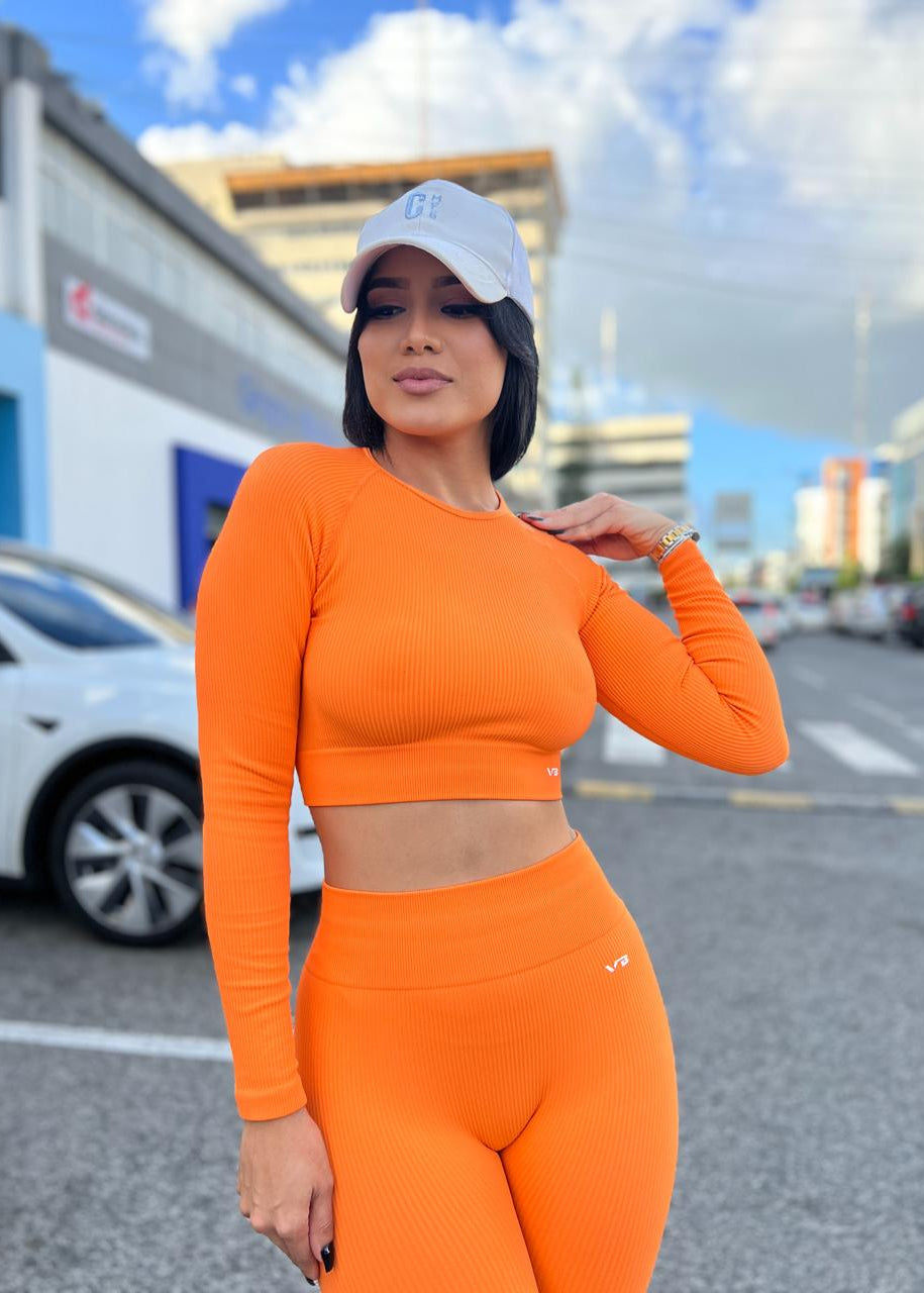 VB Capri Lux Seamless Ribbed Long Sleeve Yoga Set